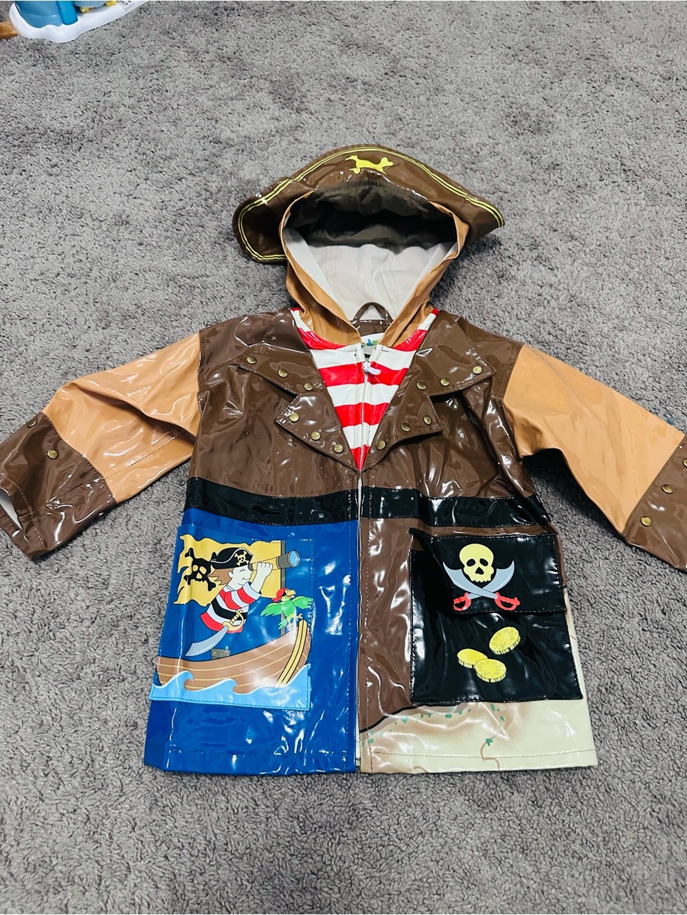 Boys Pirate Raincoat with Hood 2T